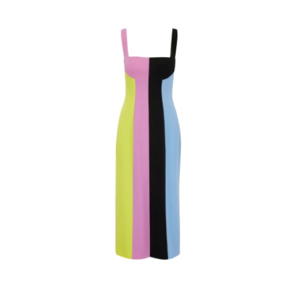 Lela Rose Super Cool Colorful Striped Sleeveless Dress